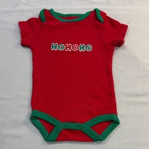 Festive Red and Green Short Sleeve One Piece with HoHoHo Design